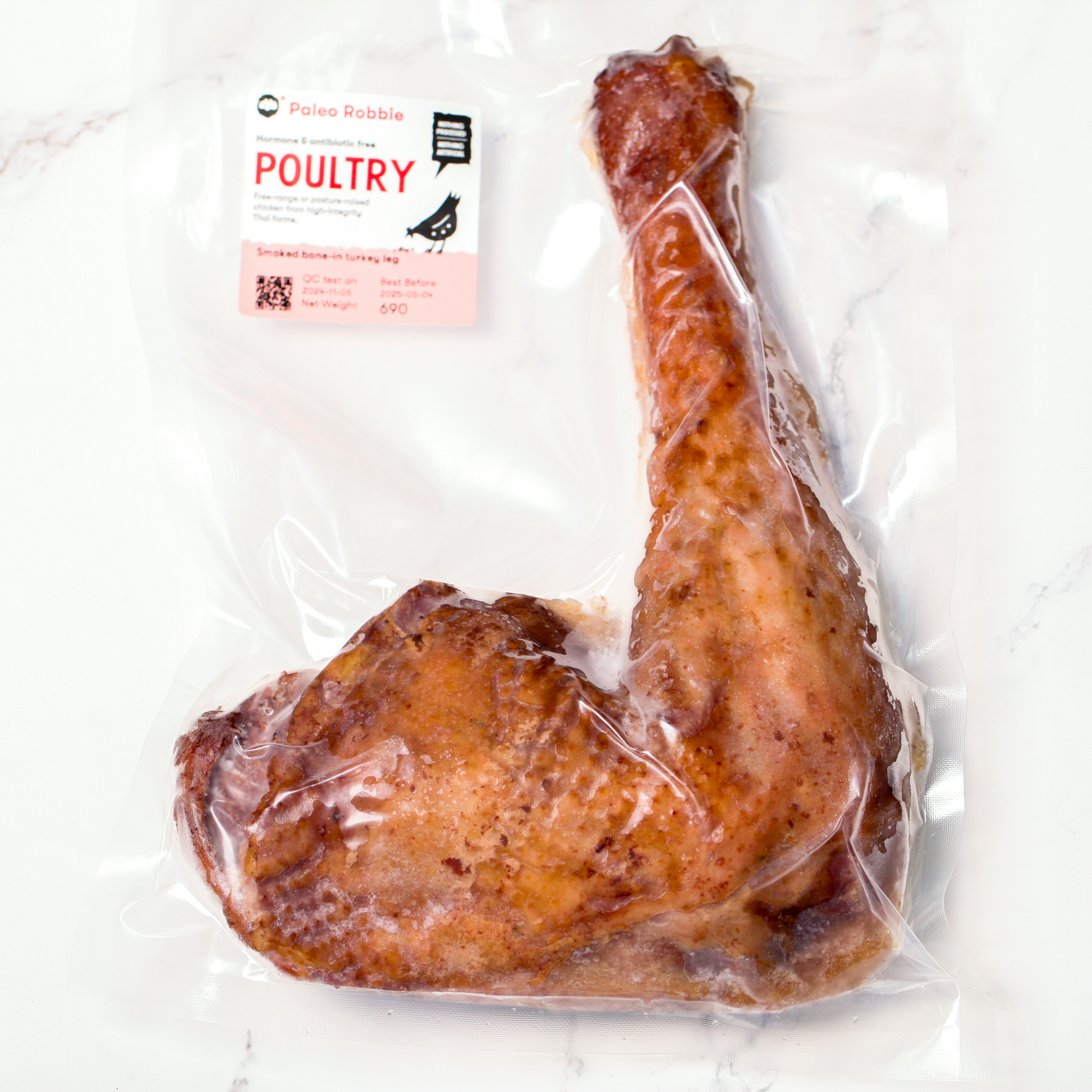 Smoked bone-in turkey leg quarter