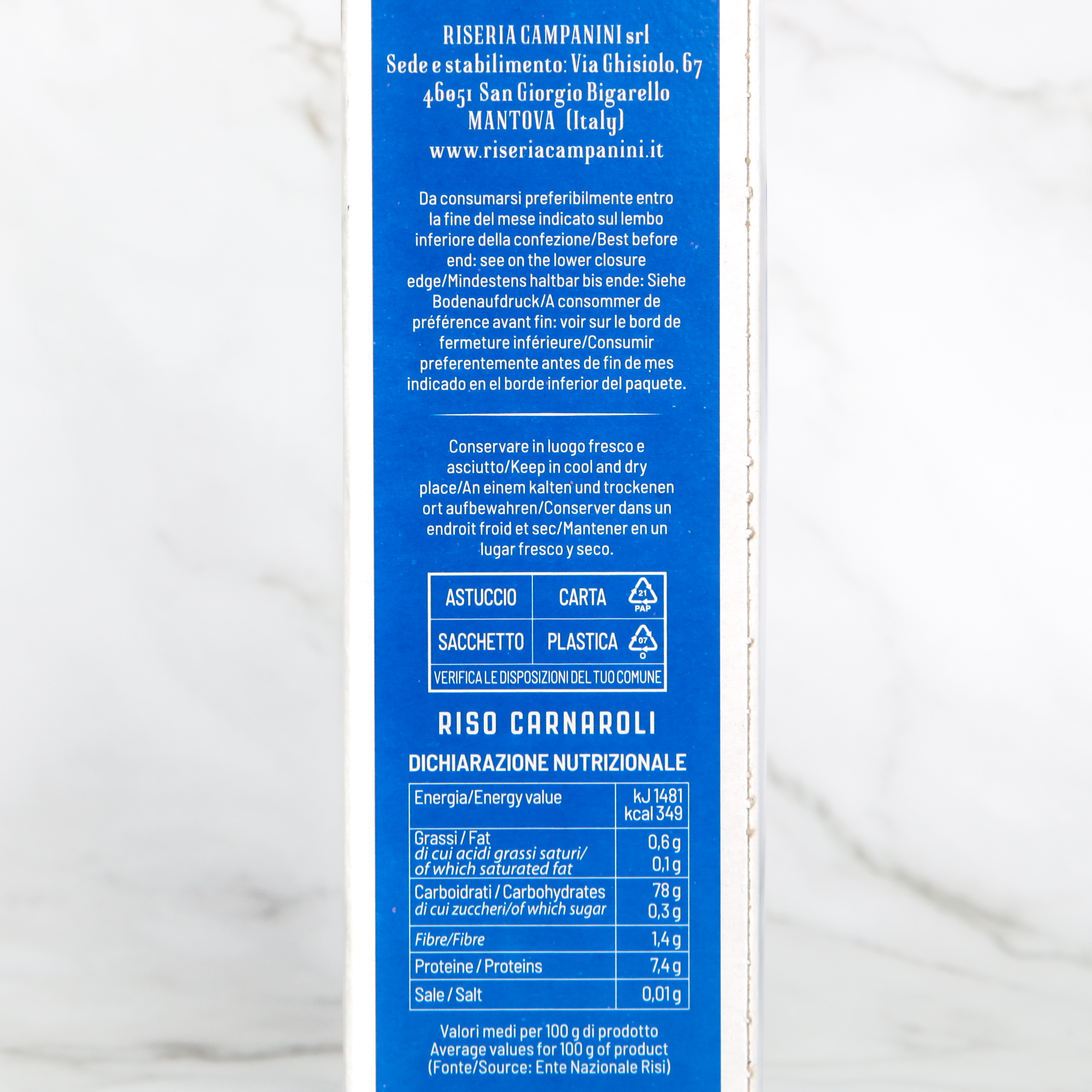 Organic Carnaroli rice - Campanini
