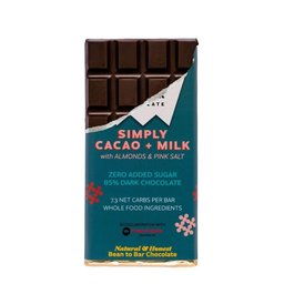 Siamaya Single Origin Chocolate 85% Cacao + Milk + Almond & Pink Salt, no sugar