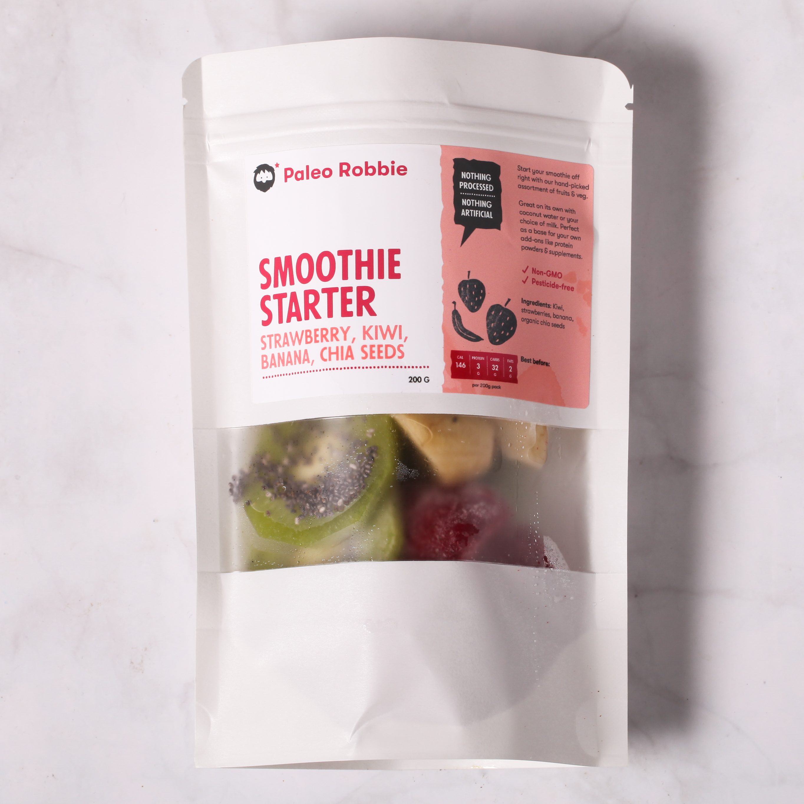 Smoothie Starter: Strawberry, Kiwi, Banana & Chia Seeds