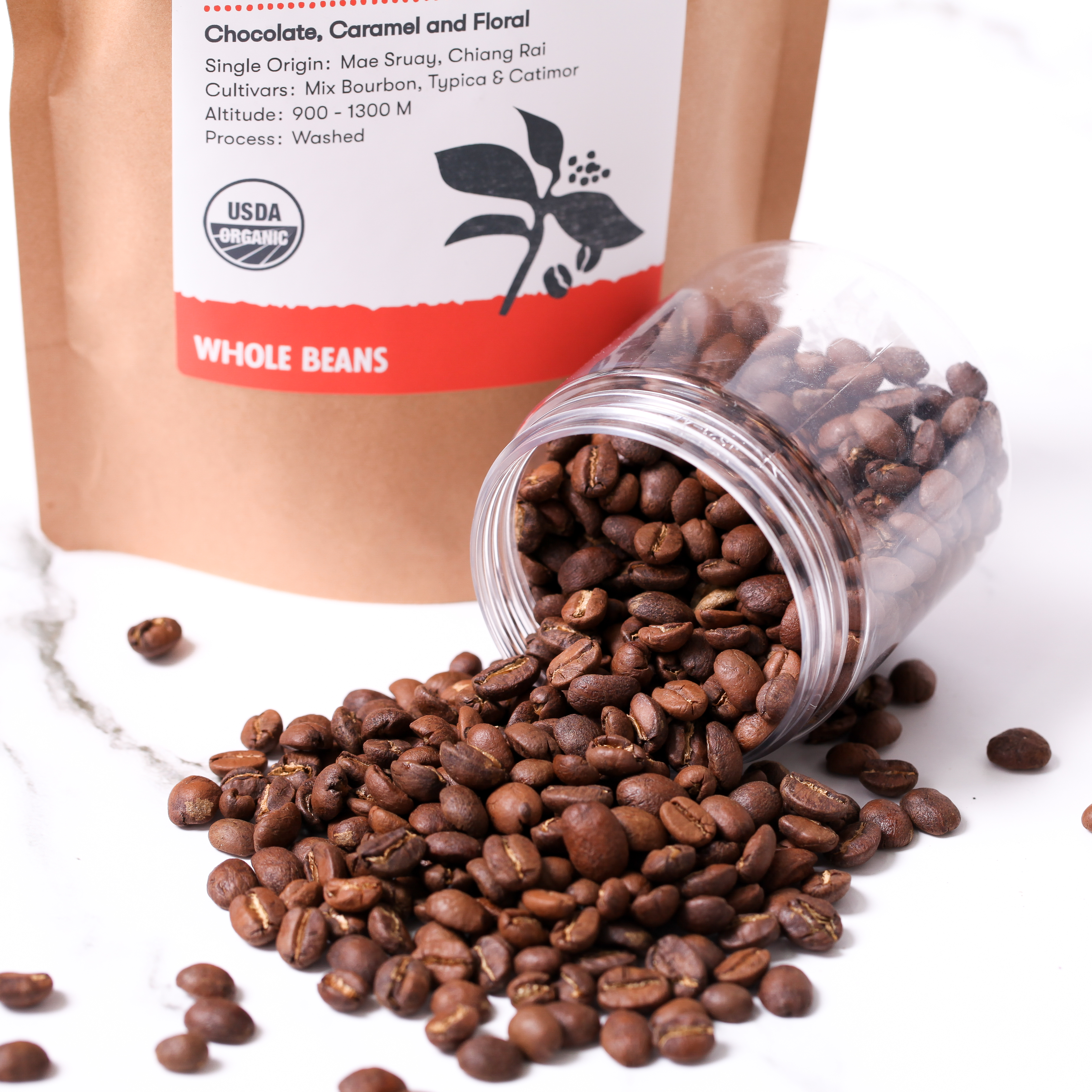 Organic Medium Dark-Roast Whole Beans - Mae Sruay