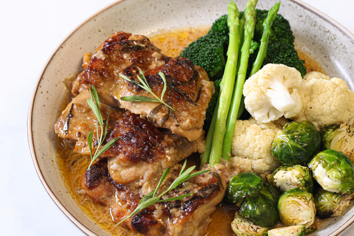 Creamy Tarragon Chicken with Brussels, Cauliflower, Broccoli & Asparagus