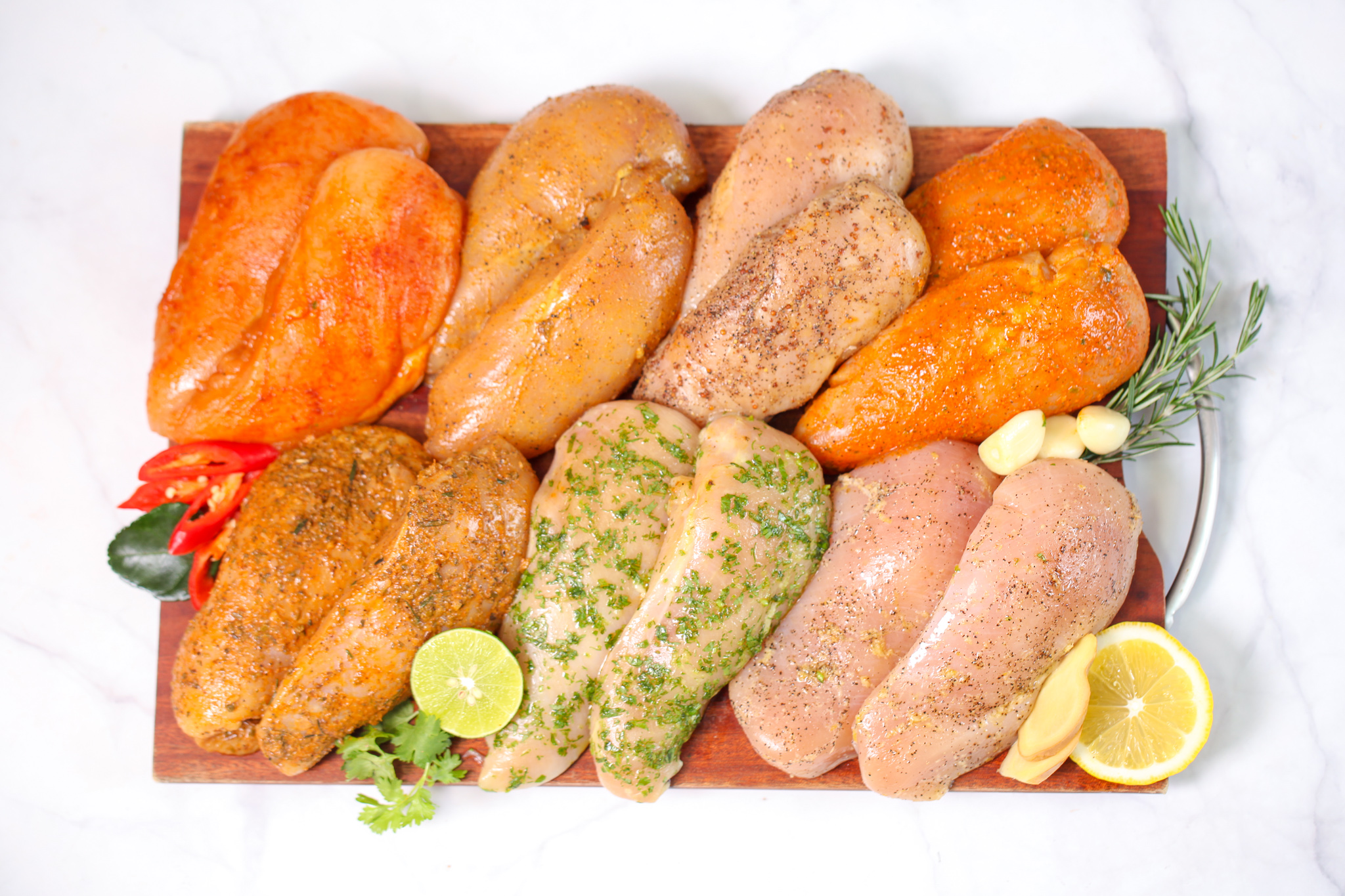 7 Flavors of Marinated Pasture-fed Chicken Breast