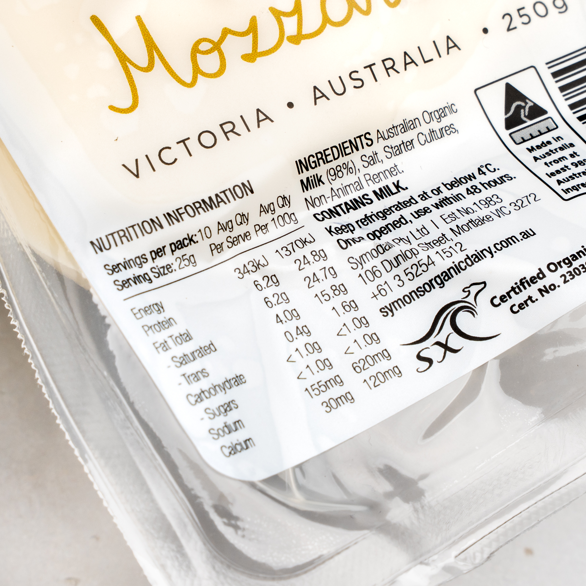 Organic Mozzarella - Symons