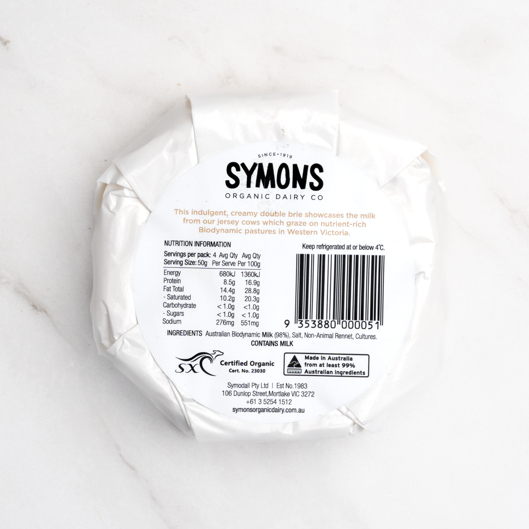 Biodynamic Double Brie - Symons
