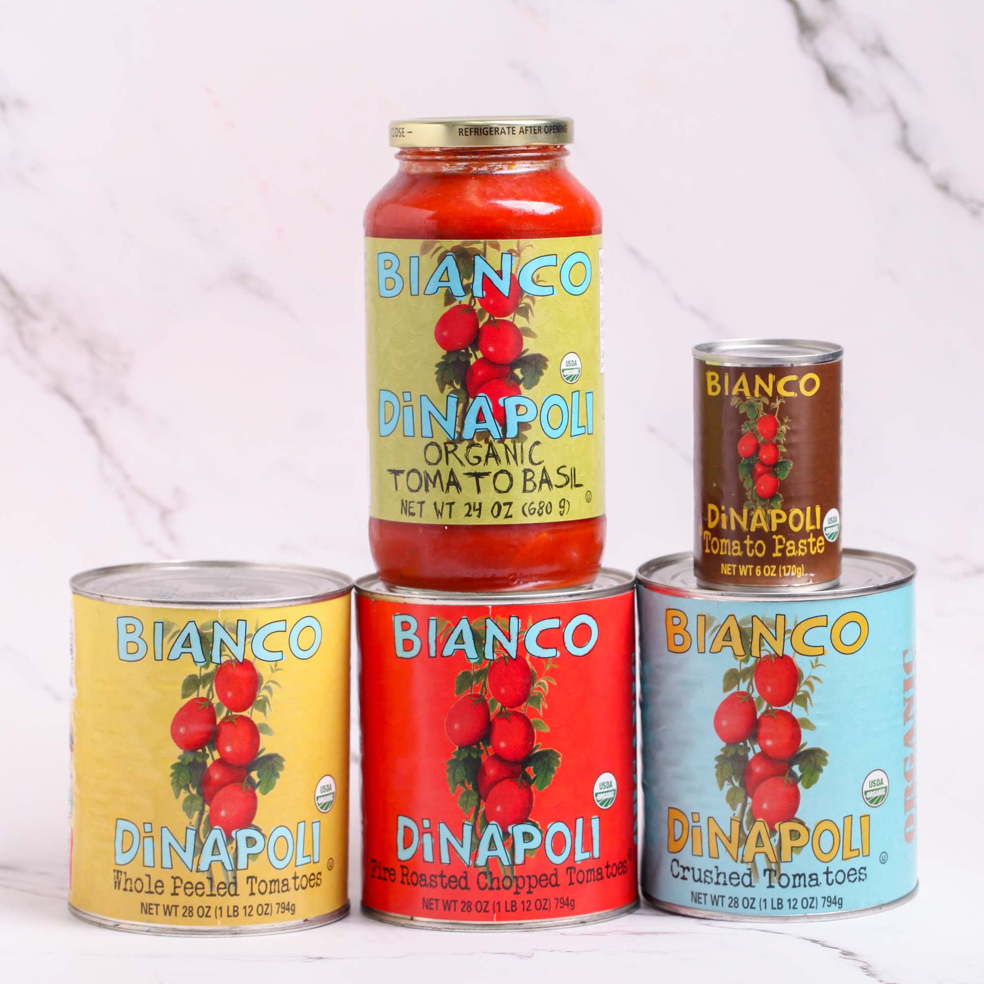 Organic Fire Roasted Chopped Tomatoes - Bianco Dinapoli