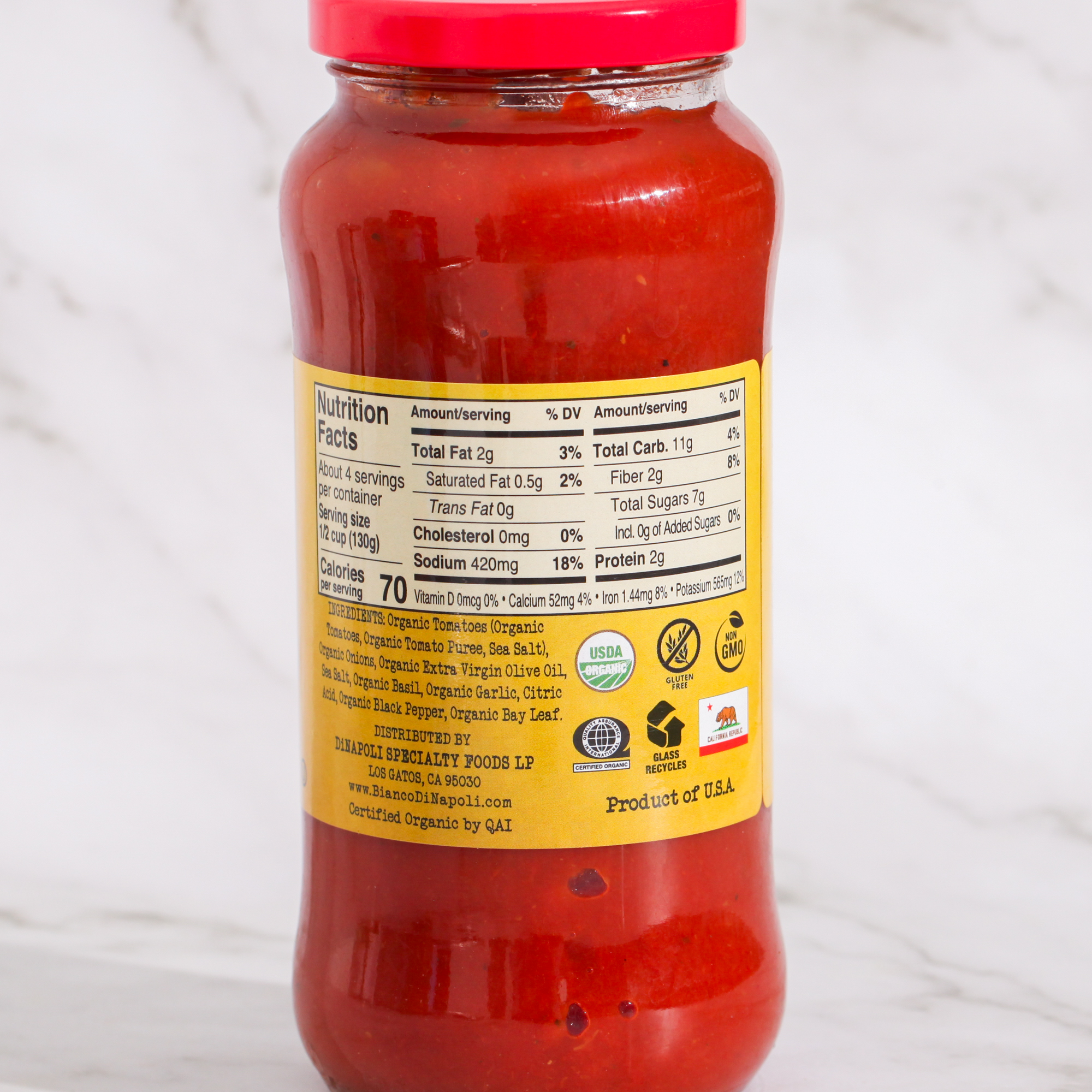 Organic Marinara Sauce - Bianco Dinapoli