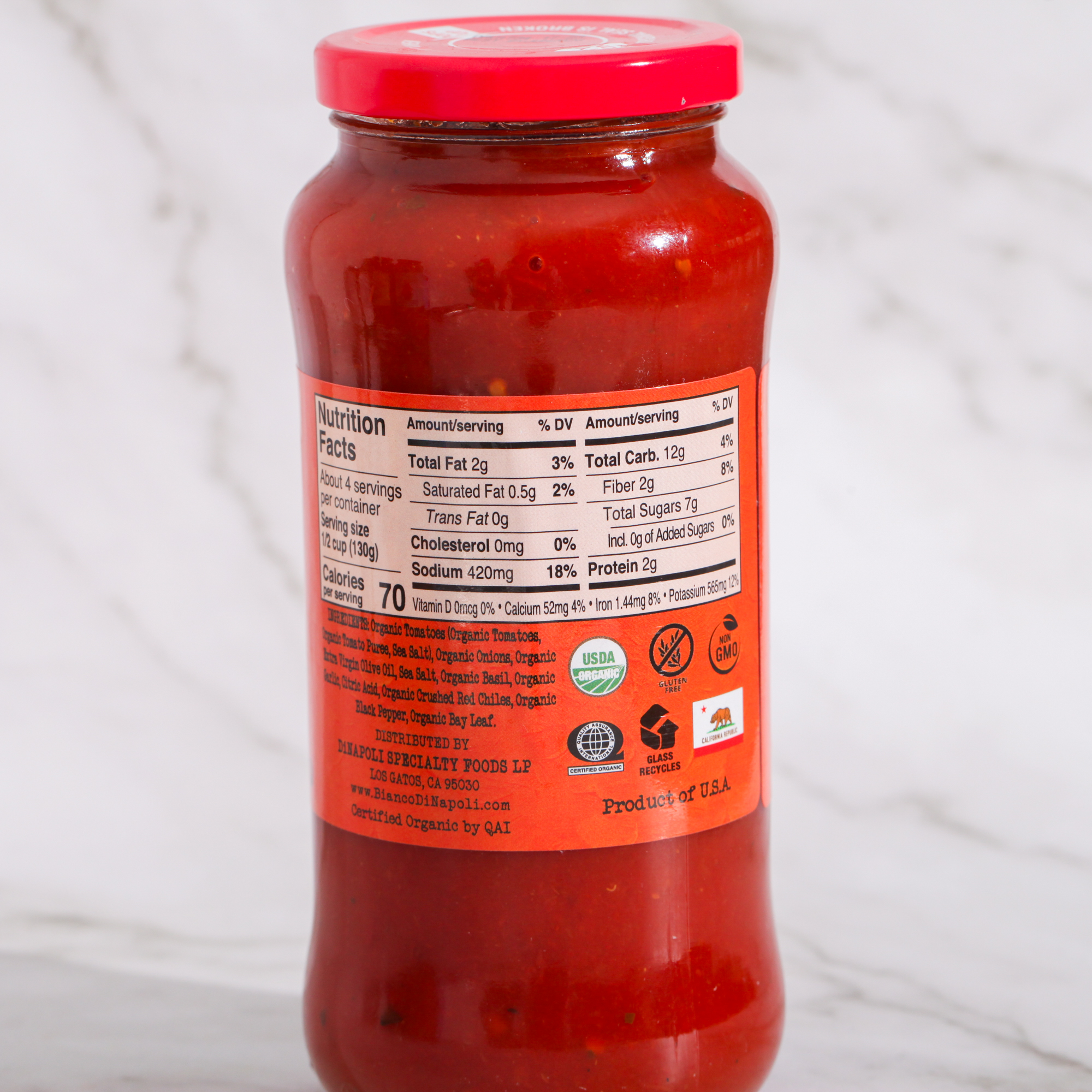 Organic Arrabiata Sauce - Bianco Dinapoli