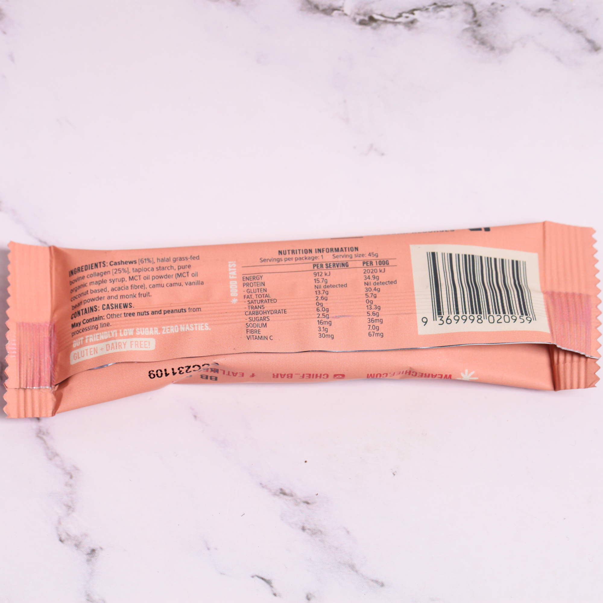 Cashew Shortbread Collagen Protein Bar - Chief