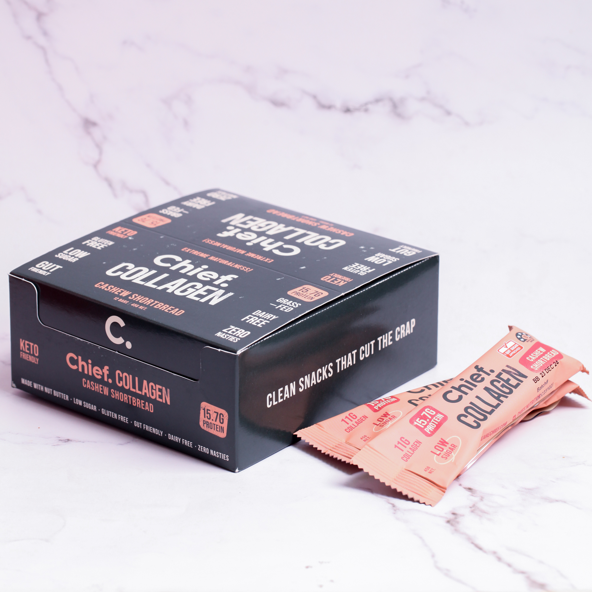 Cashew Shortbread Collagen Protein Bar - Chief x 12