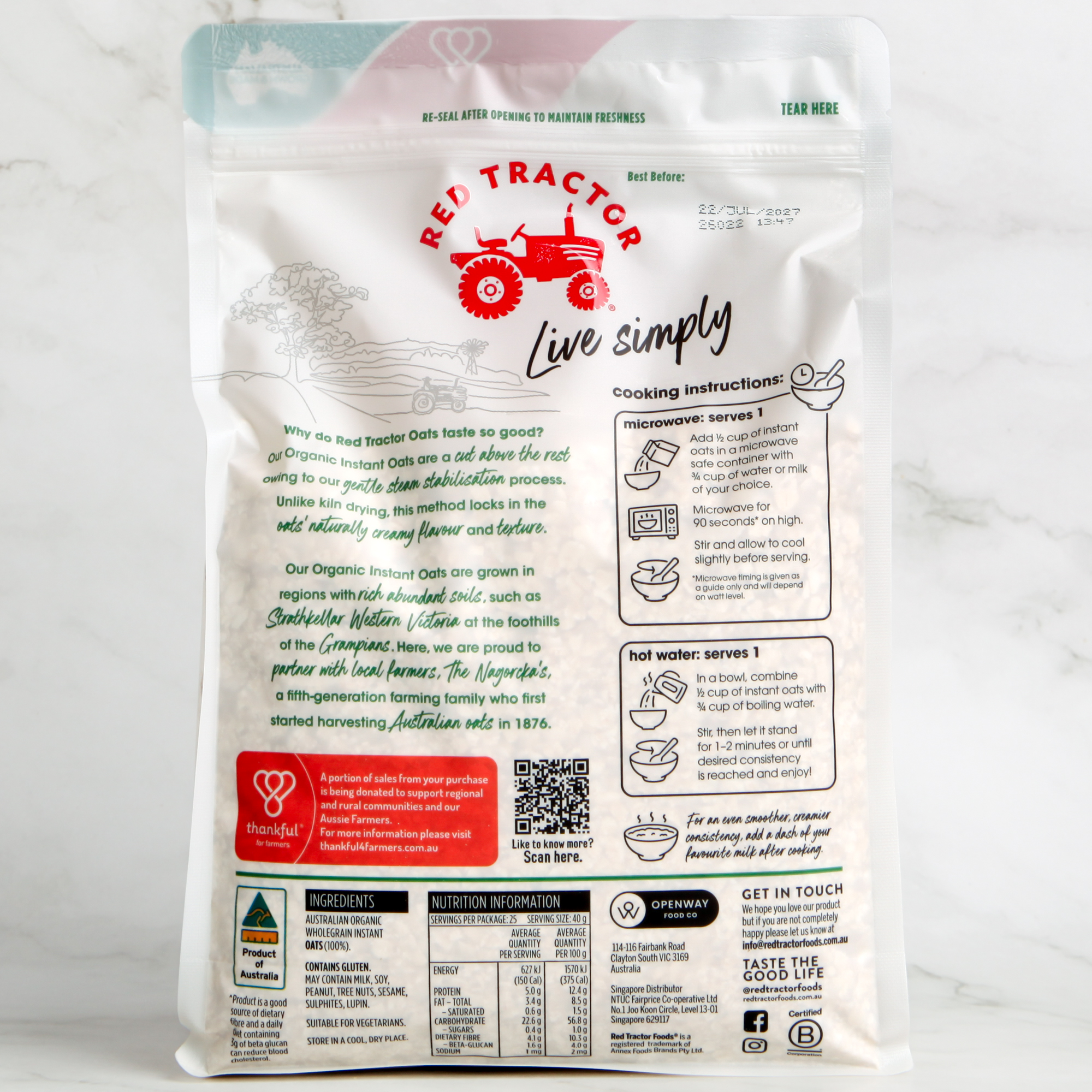 Organic Instant Oats- Red Tractor