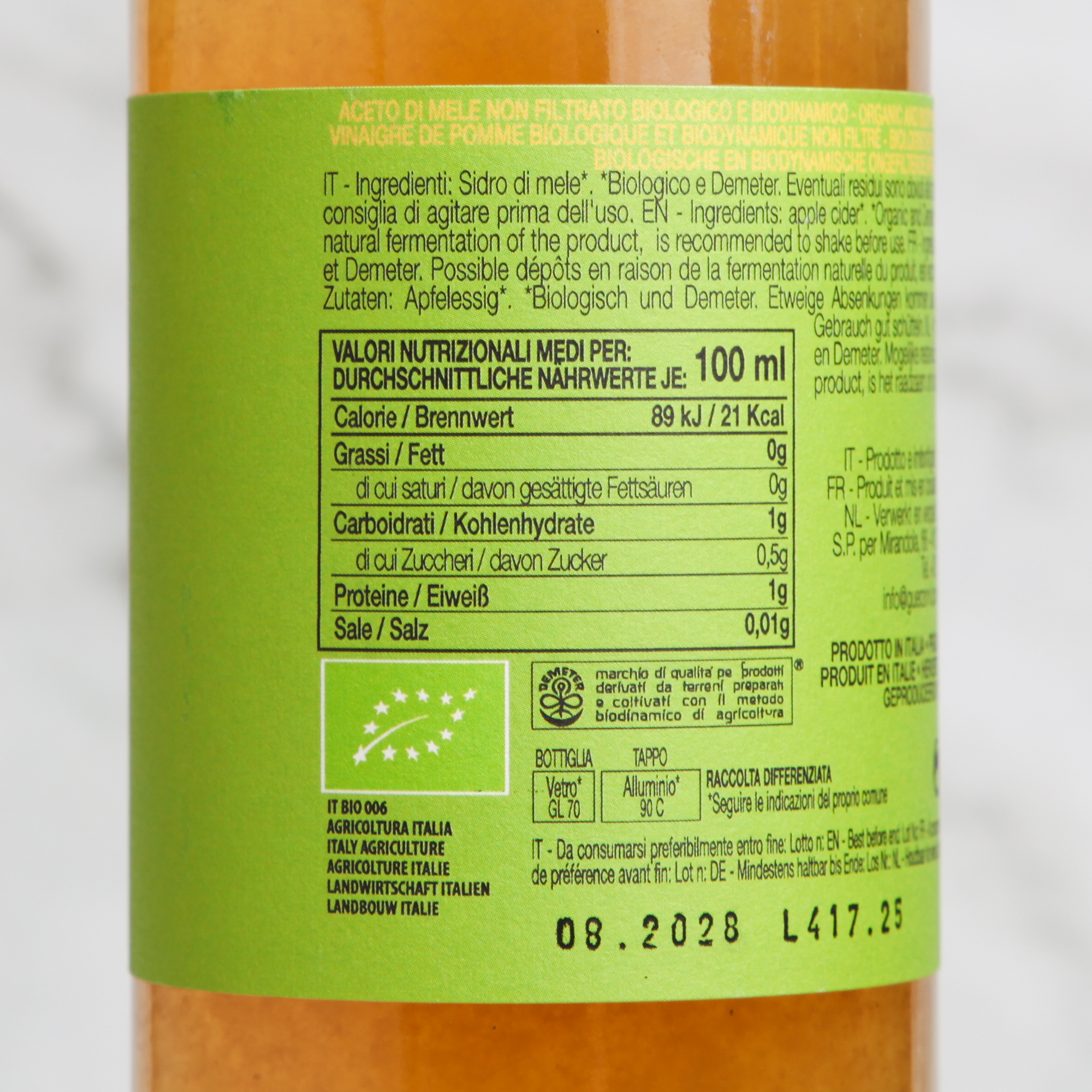 Organic Unfiltered Apple Cider Vinegar - Guerzoni