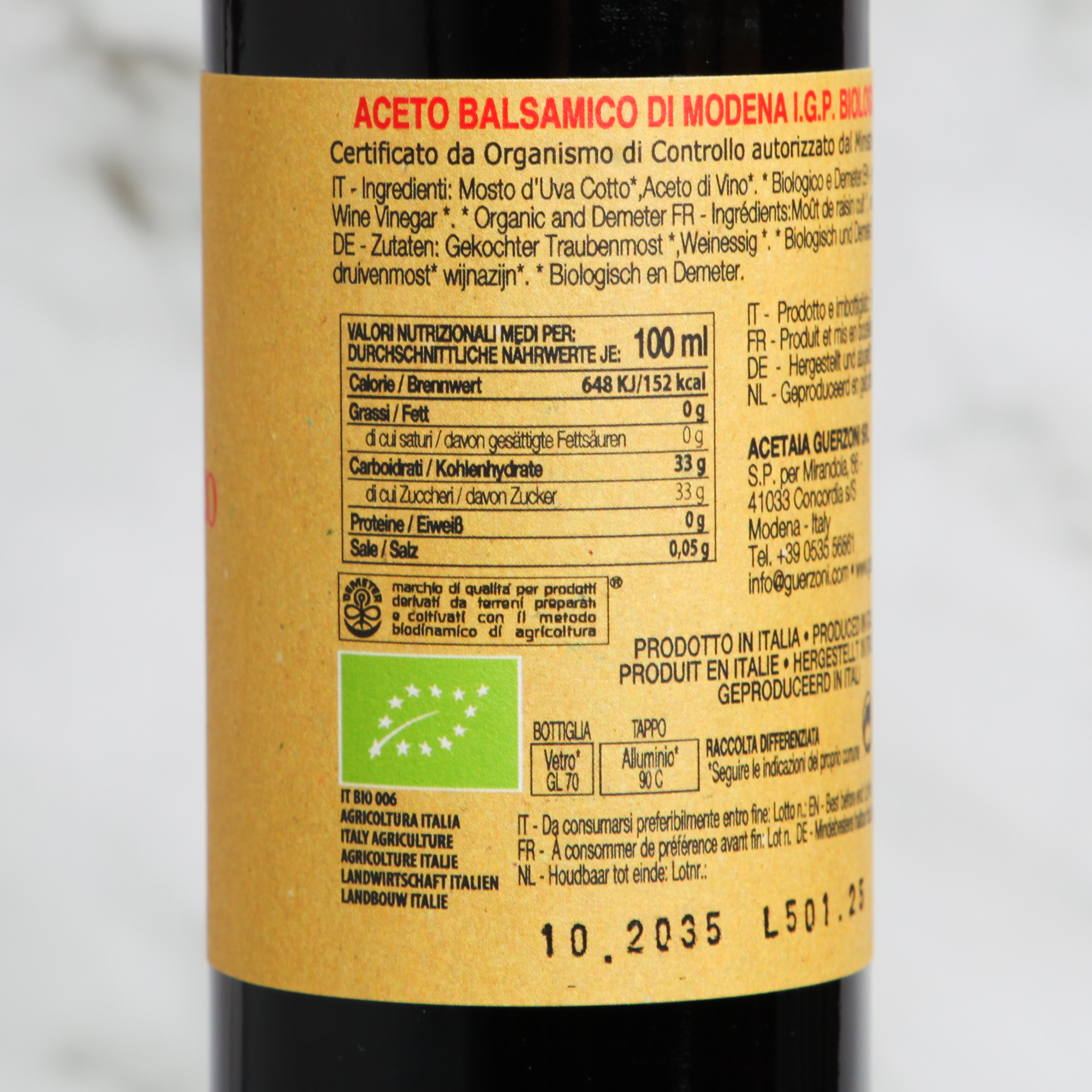 Red Organic Balsamic Vinegar de Modena IGP 250ml - Guerzoni