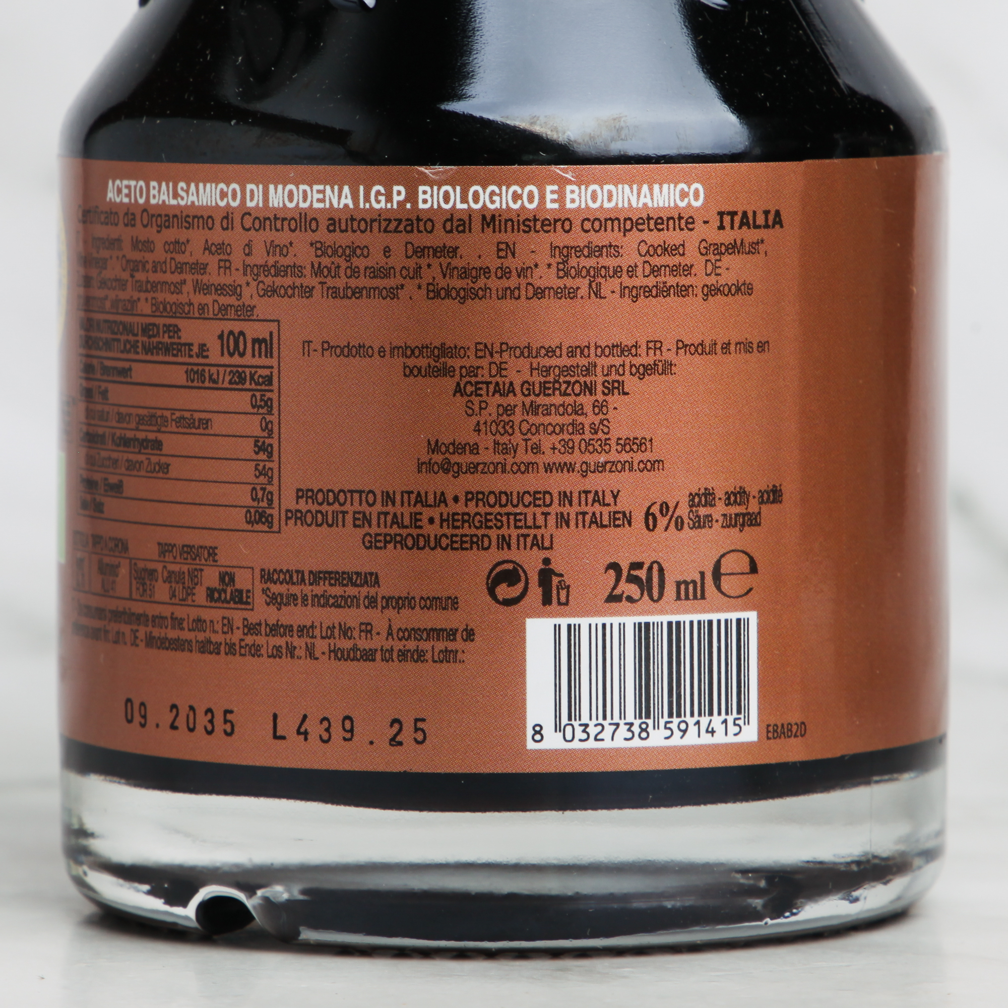 Bronze Organic Balsamic Vinegar de Modena IGP - Guerzoni