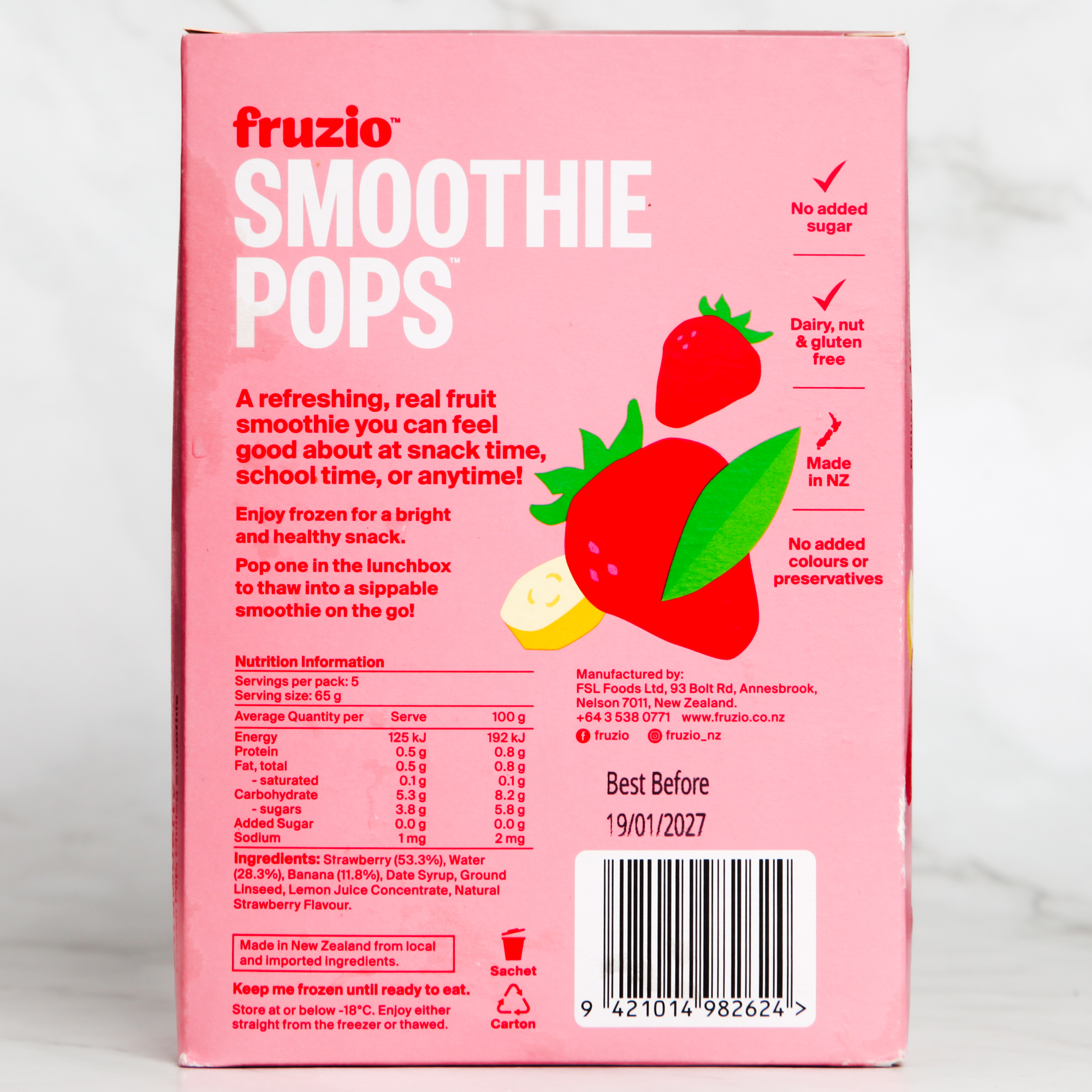 Strawberry Smoothie Pops - Fruzio