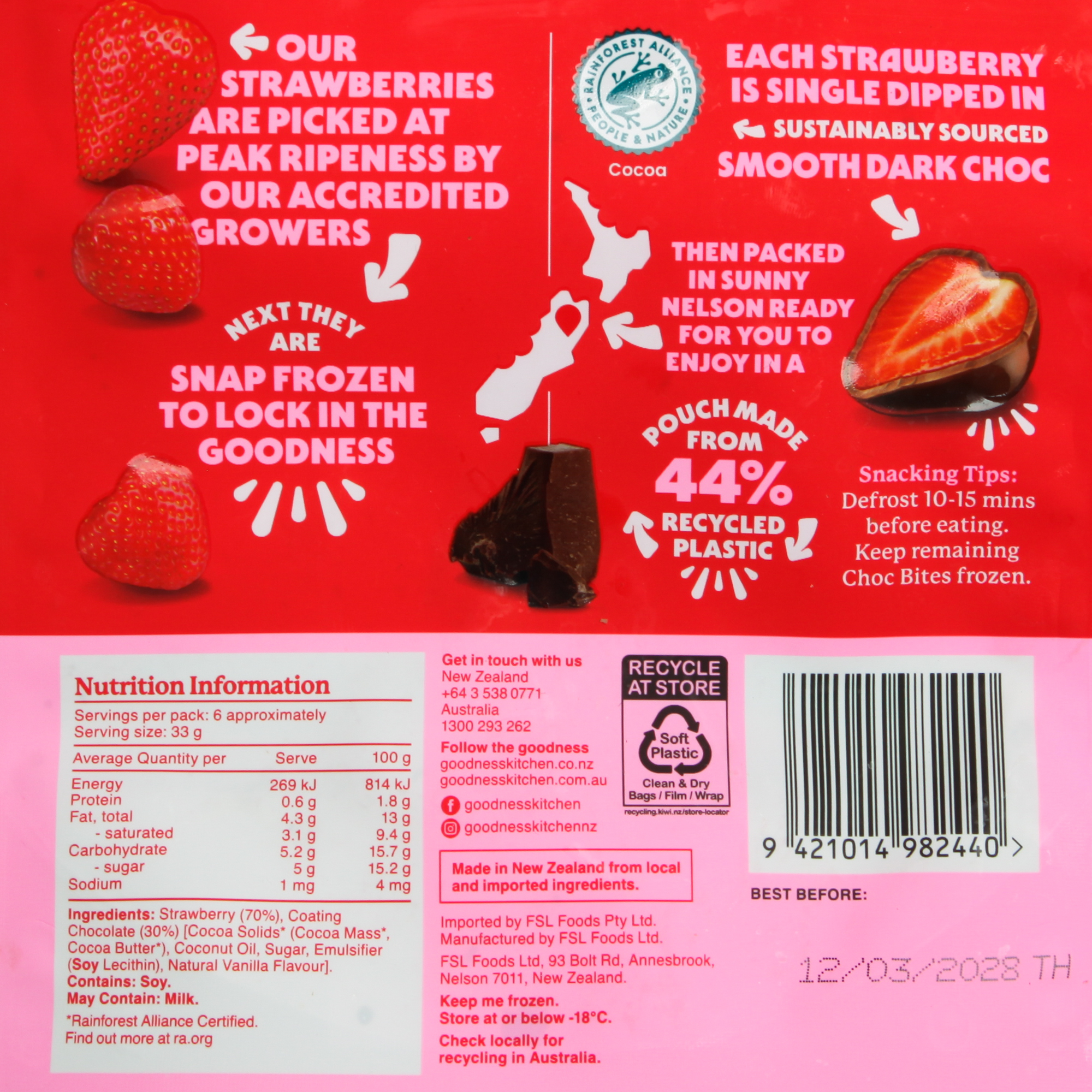Choc Bites, Strawberry - Goodness Kitchen
