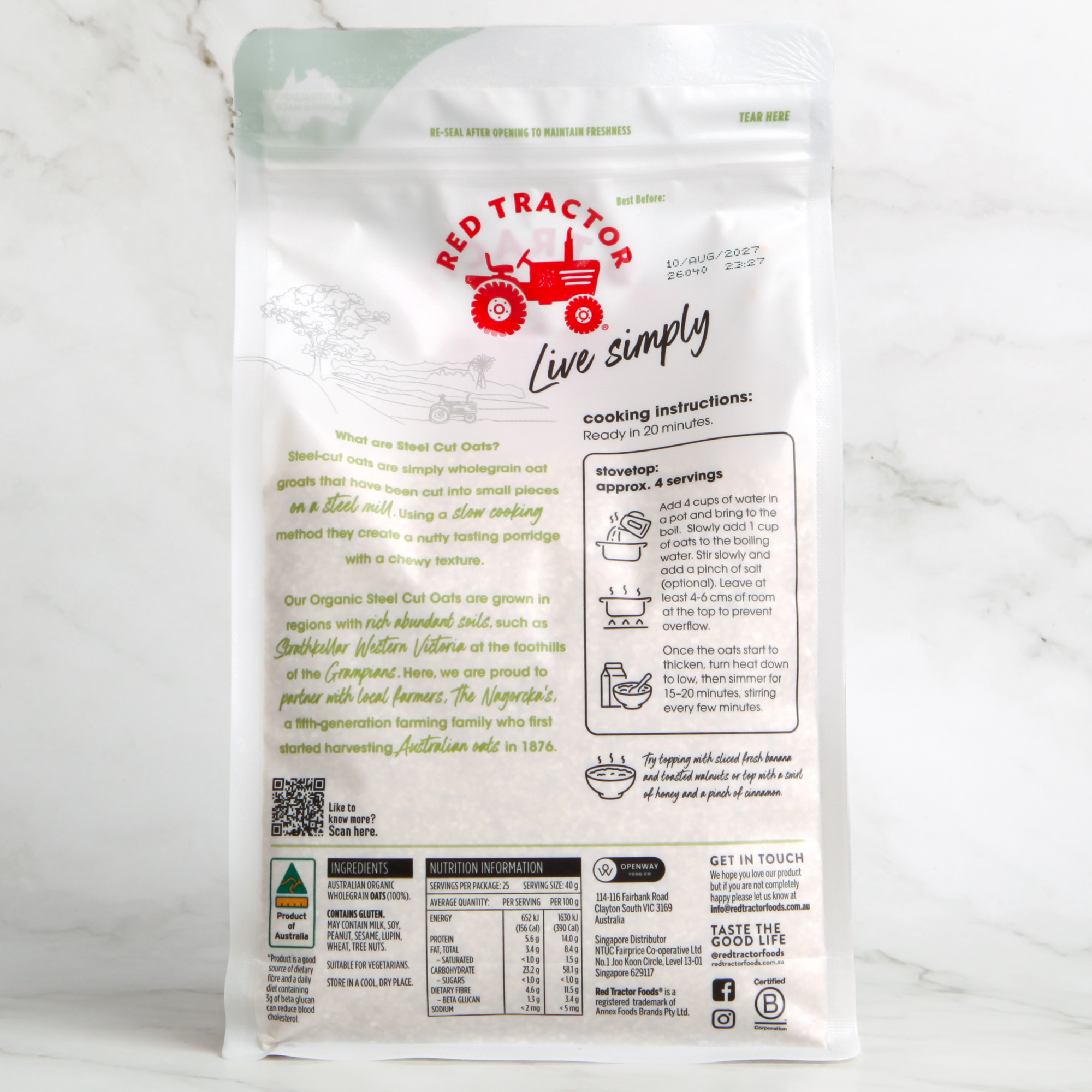 Organic Steel Cut Oats - Red Tractor