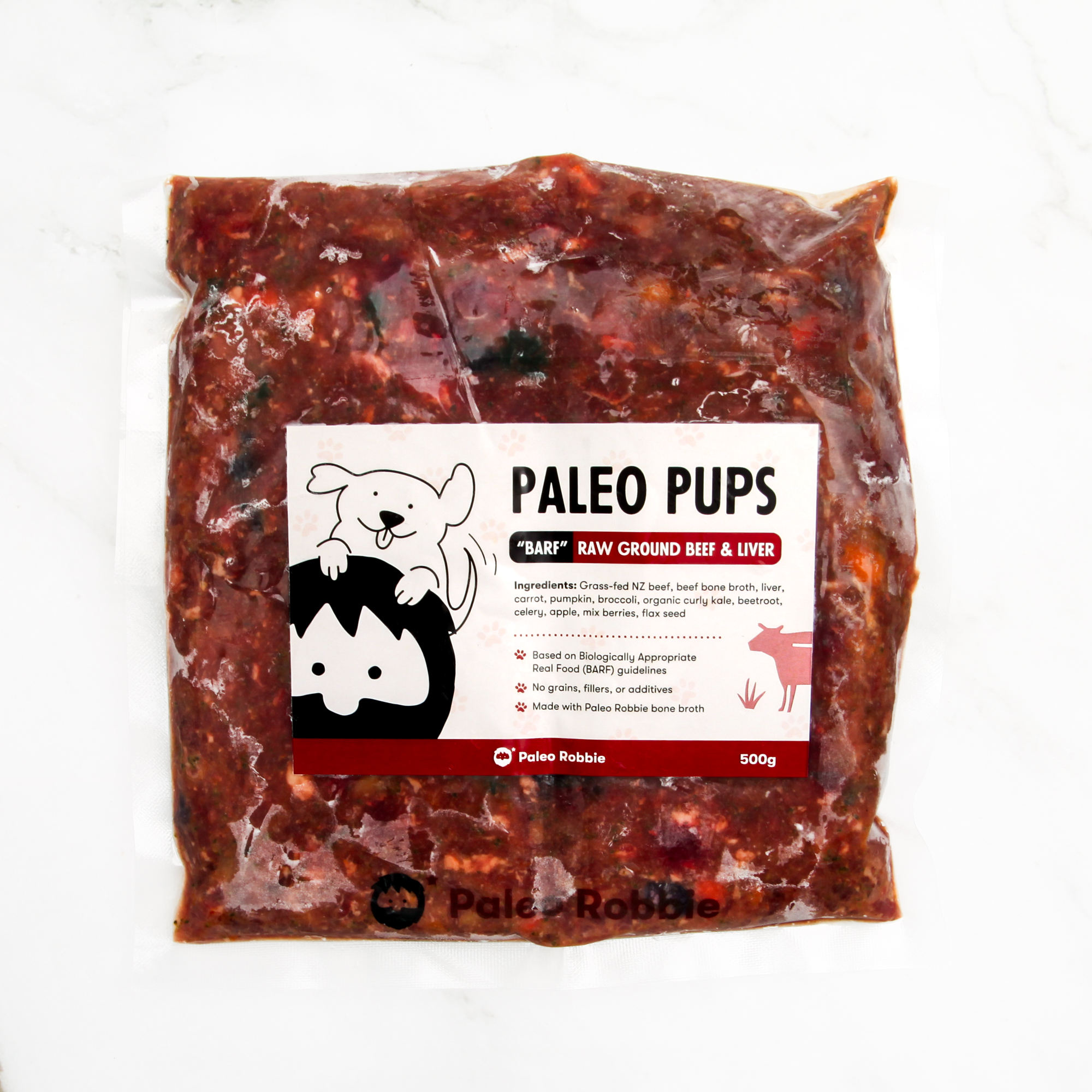 Paleo Pups Dog Food - BARF raw ground beef & liver (grass-fed)