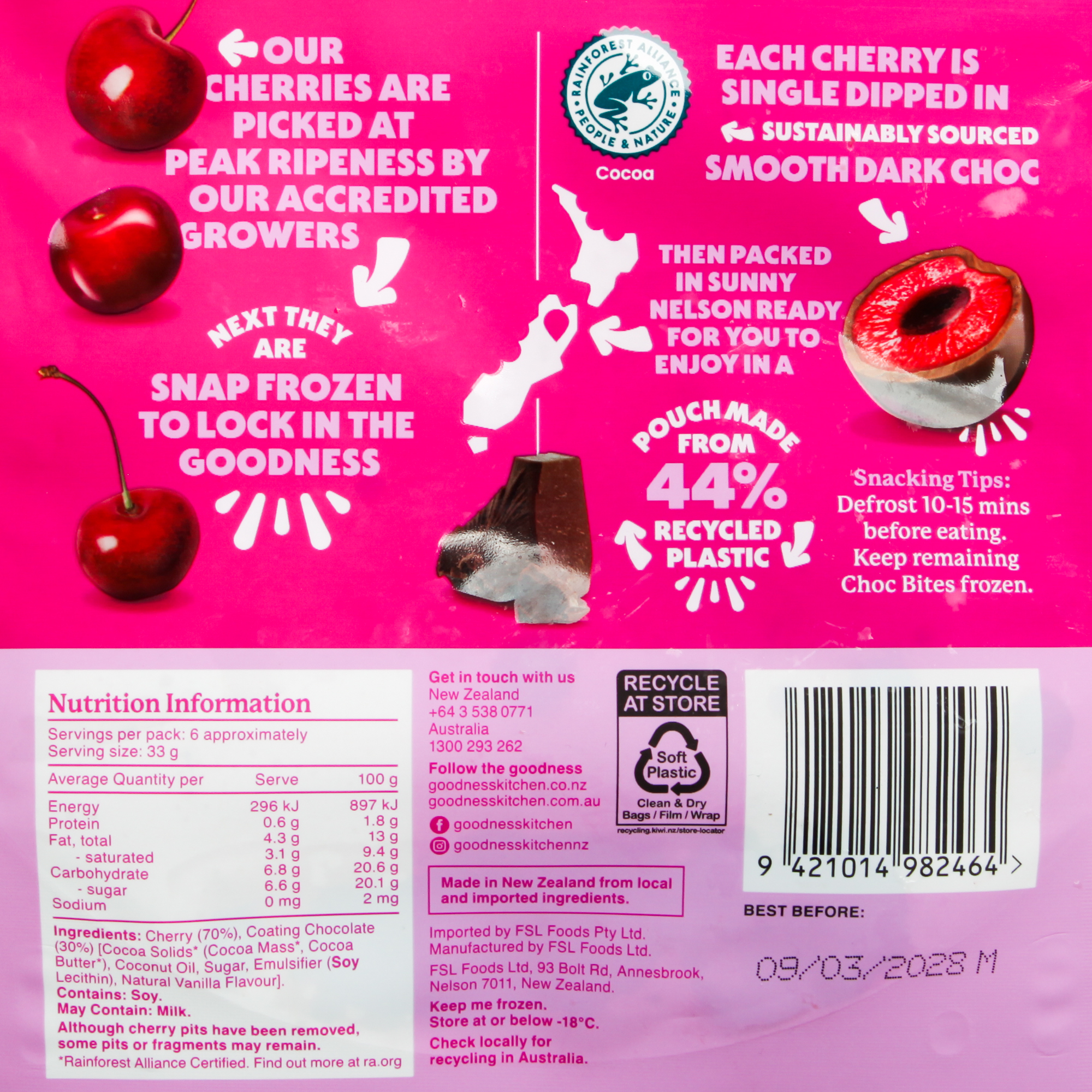 Choc Bites, Cherry - Goodness Kitchen