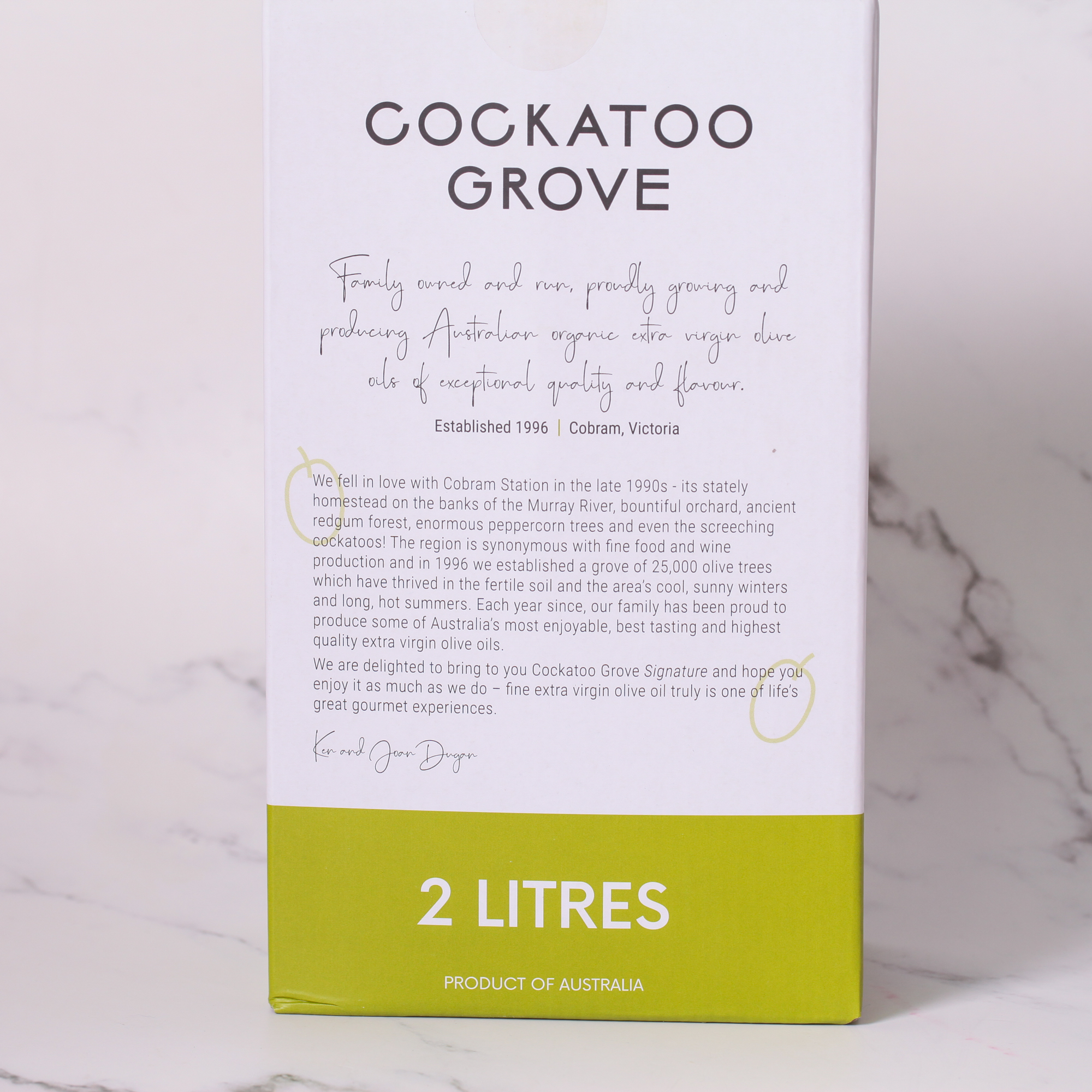 Signature Organic Extra Virgin Olive Oil 2L - Cockatoo Grove