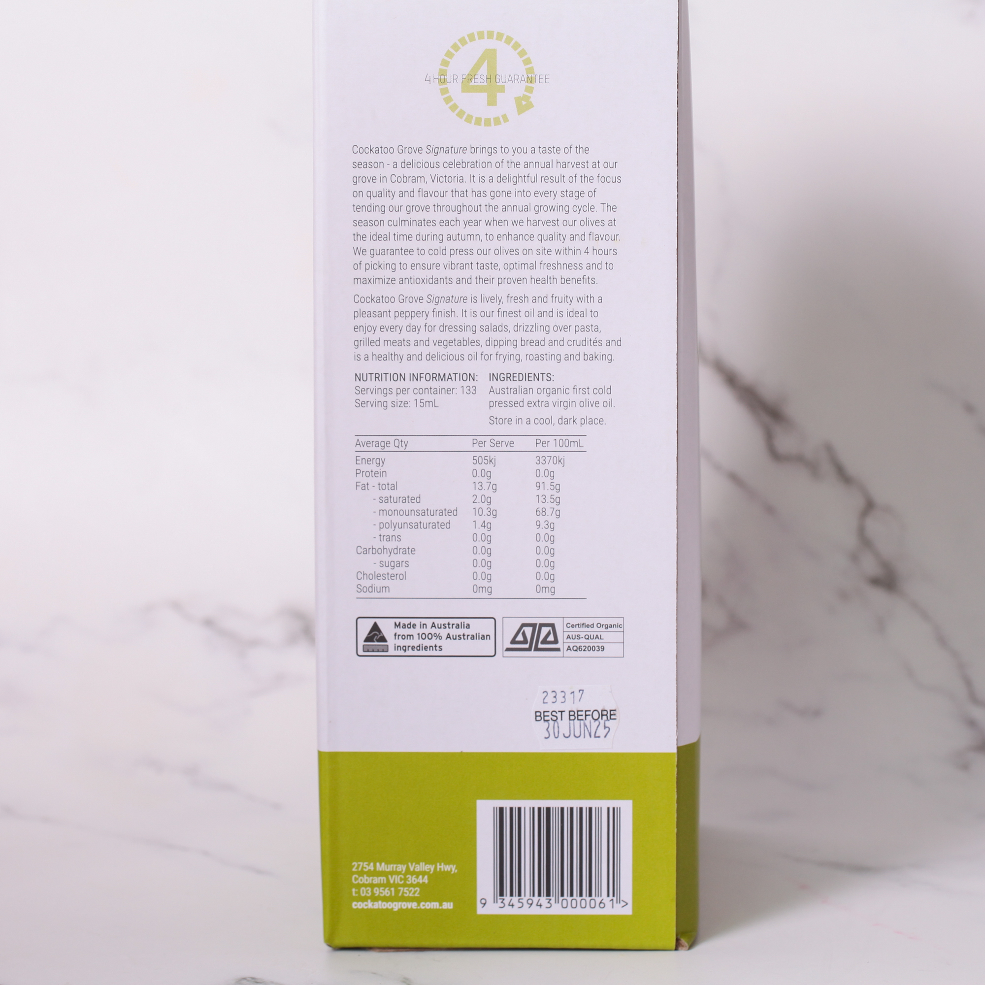 Signature Organic Extra Virgin Olive Oil 2L - Cockatoo Grove