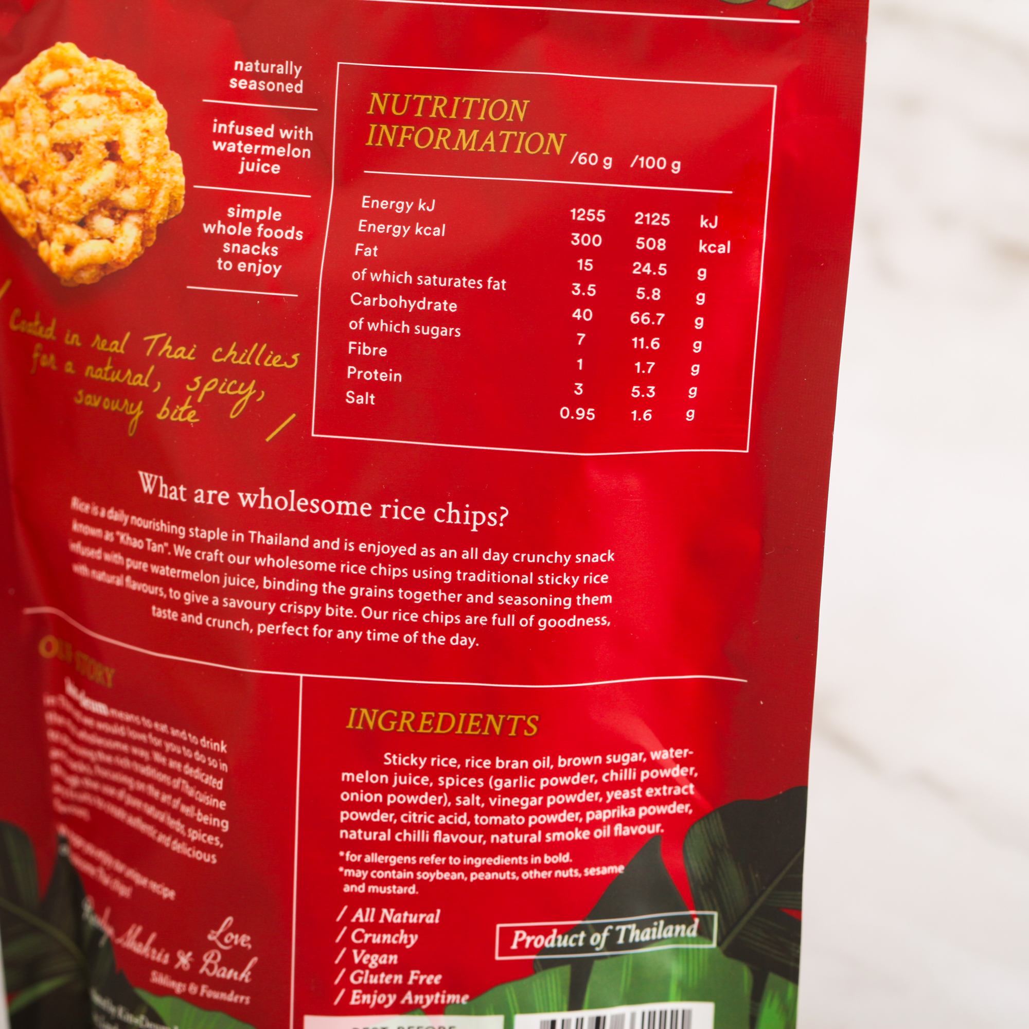 Sriracha Rice Chips - kin+deum