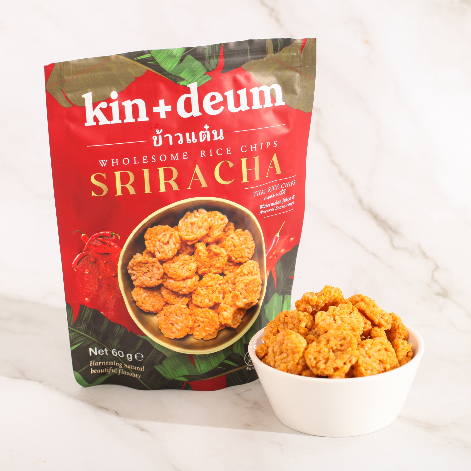 Sriracha Rice Chips - kin+deum