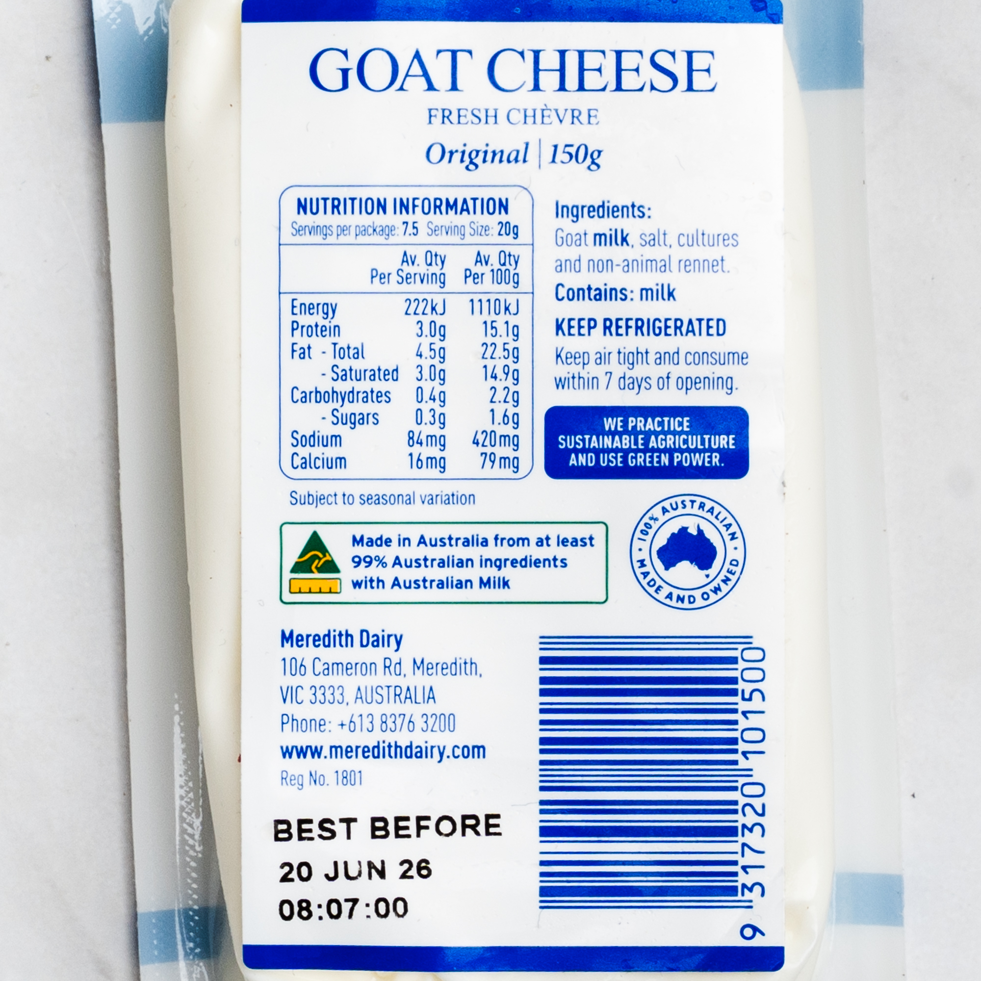 Fresh Chevre (Goat Cheese) - Meredith Dairy