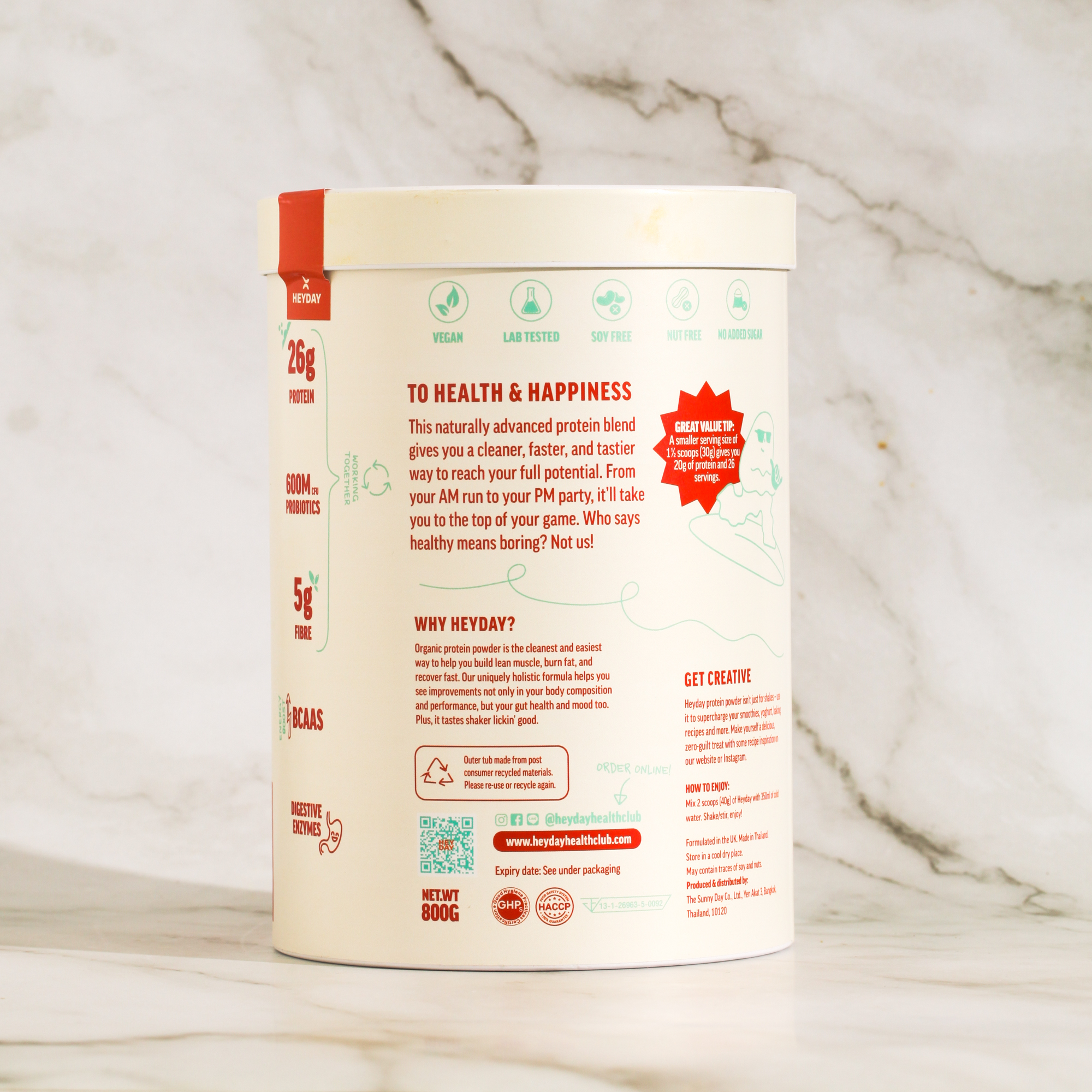 Heyday "Vanilla Ice Cream" Organic Plant-Based Protein Powder