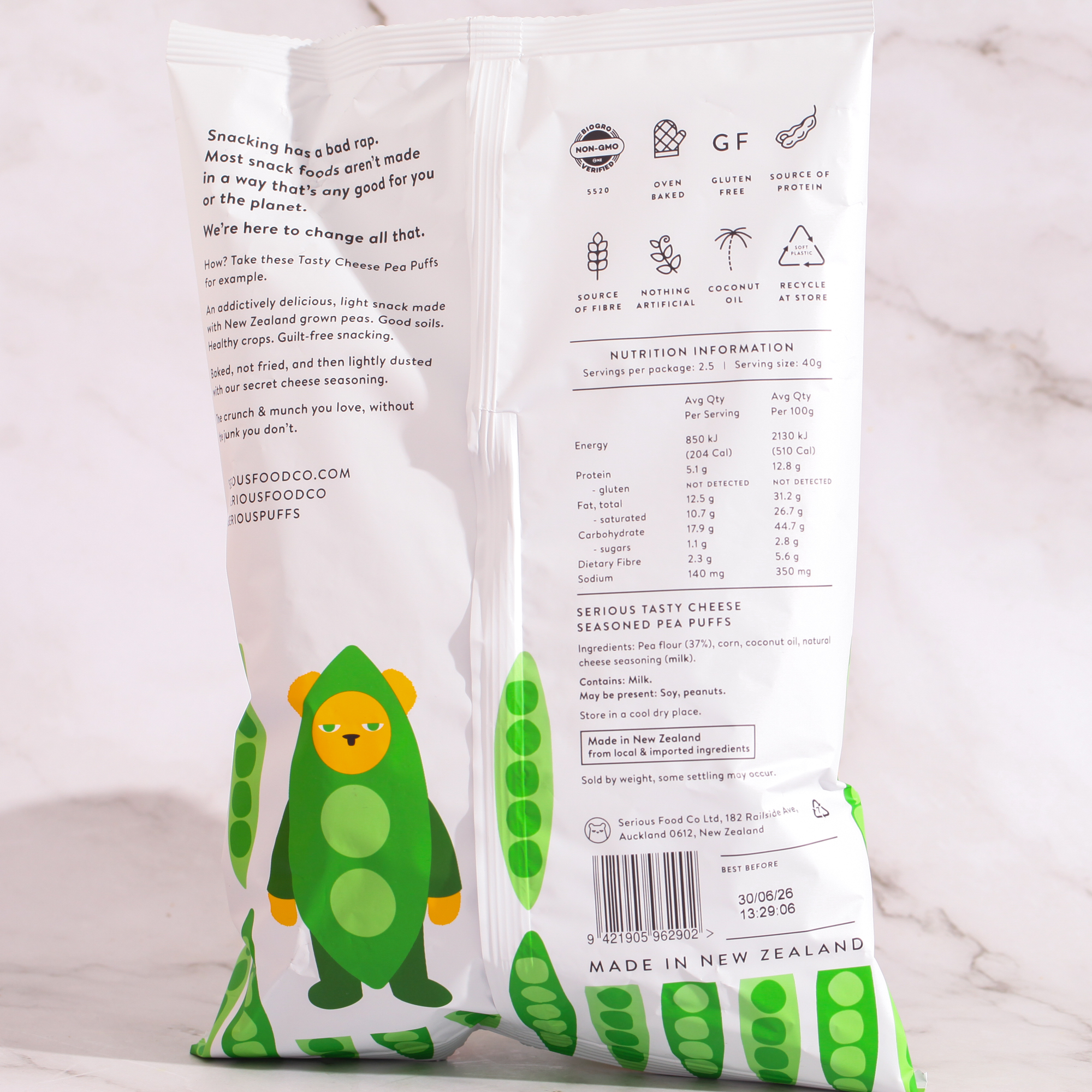 Organic Pea Puffs, Tasty Cheese - Serious Food Co*
