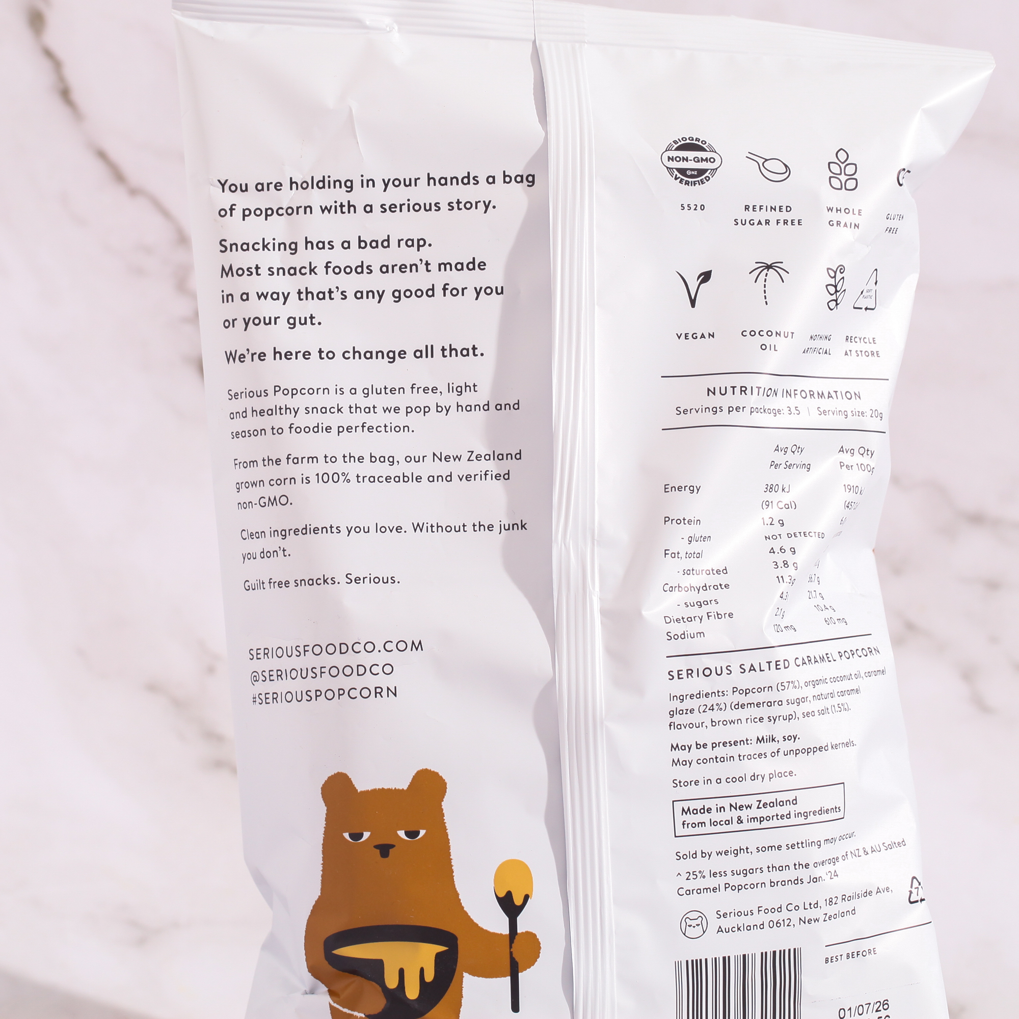 Organic Popcorn, Salted Caramel - Serious Food Co