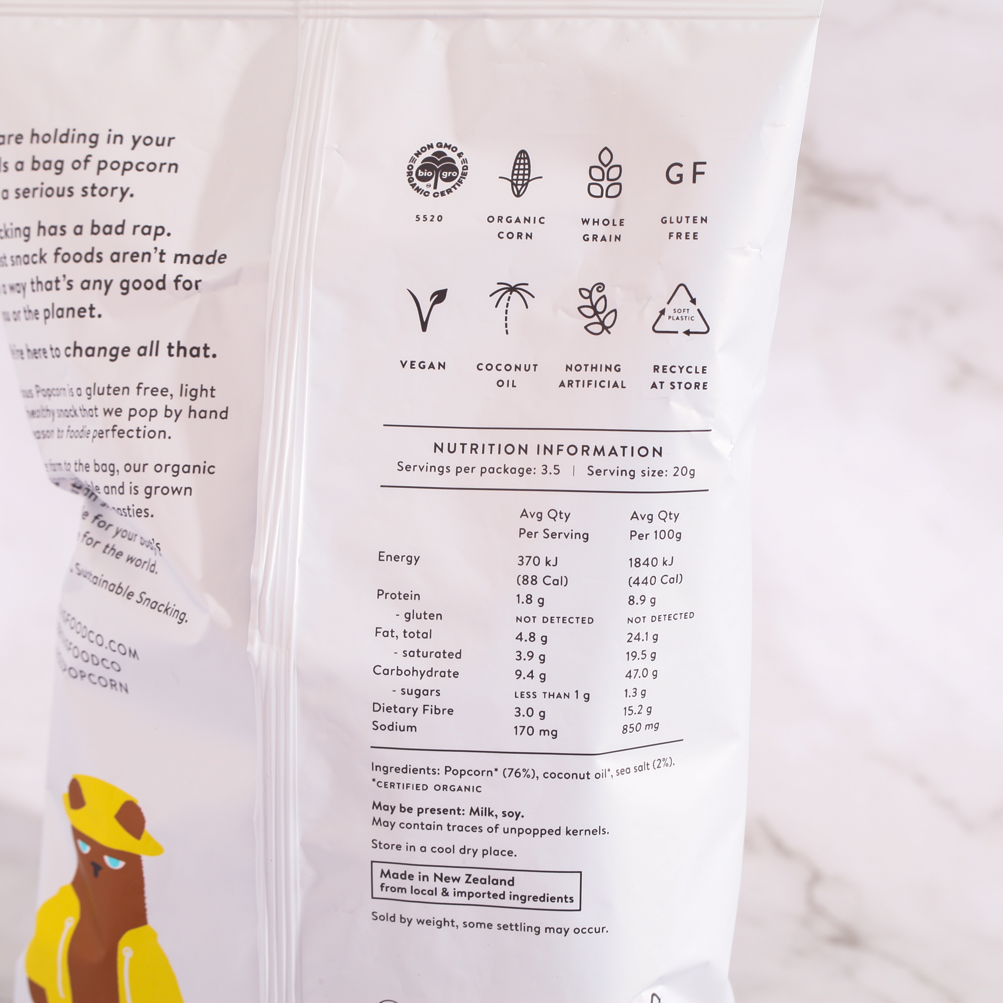Organic Popcorn, Sea Salt - Serious Food Co