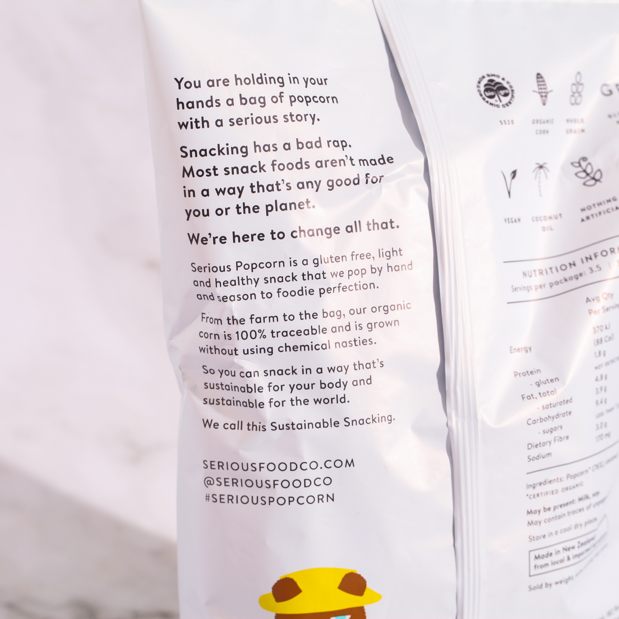 Organic Popcorn, Sea Salt - Serious Food Co