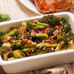 Chili garlic broccolini with bacon and shallot vinaigrette