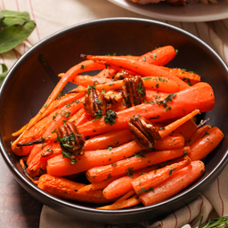 Roast baby carrots with honey butter & pecan