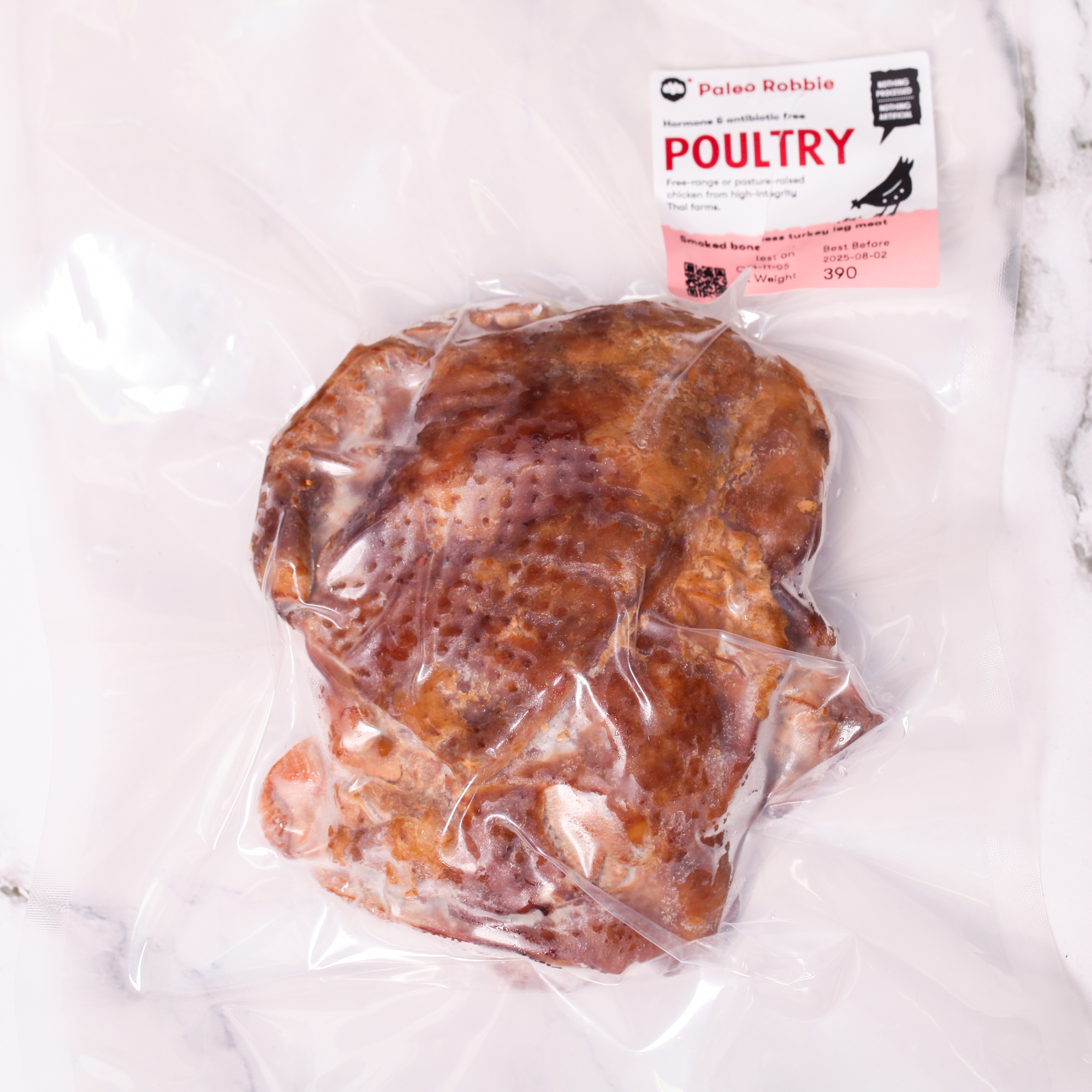 Smoked boneless turkey leg quarter