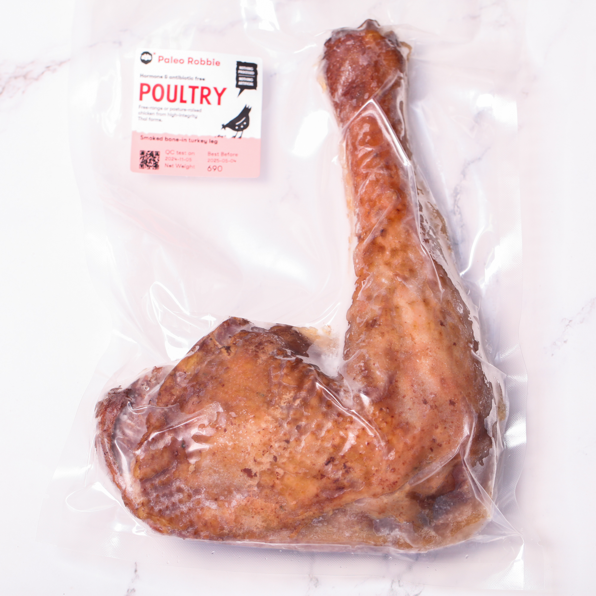 Smoked bone-in turkey leg quarter