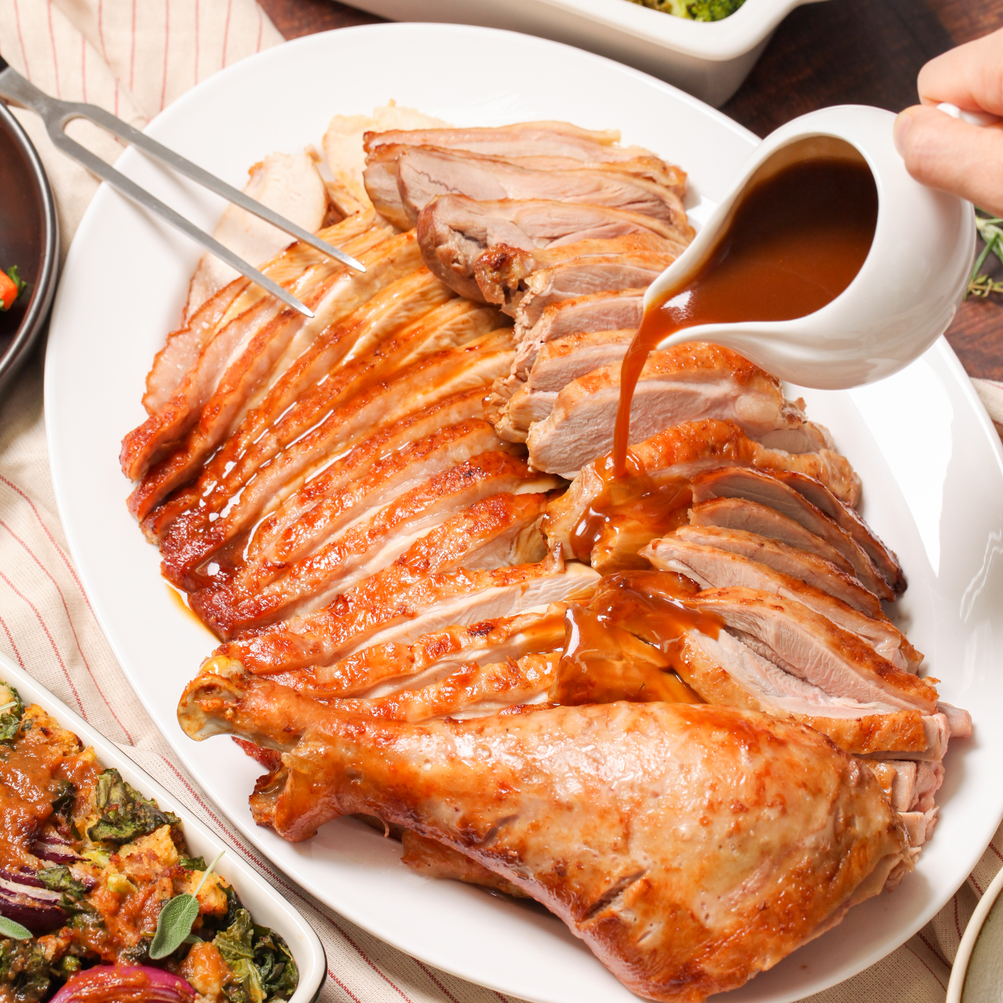 Smoked bone-in turkey leg quarter